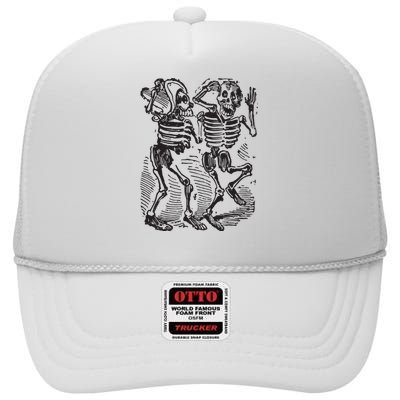 Dancing Skeletons Day Of Dead Dia De Los Muertos High Crown Mesh Back Trucker Hat