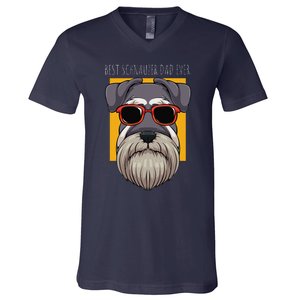 Dog Schnauzer Dad Watchdog Cynologist Fathers Day Design V-Neck T-Shirt