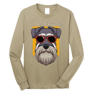 Dog Schnauzer Dad Watchdog Cynologist Fathers Day Design Long Sleeve Shirt