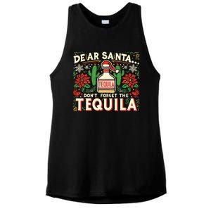 Dear Santa DonT Forget The Tequila Funny Drinking Christmas Ladies PosiCharge Tri-Blend Wicking Tank