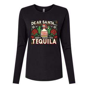 Dear Santa DonT Forget The Tequila Funny Drinking Christmas Womens Cotton Relaxed Long Sleeve T-Shirt