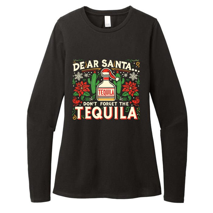 Dear Santa DonT Forget The Tequila Funny Drinking Christmas Womens CVC Long Sleeve Shirt