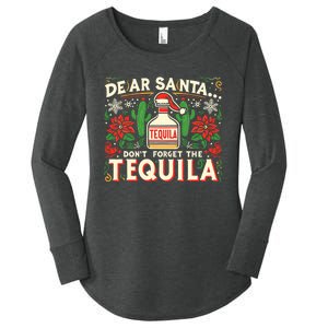 Dear Santa DonT Forget The Tequila Funny Drinking Christmas Women's Perfect Tri Tunic Long Sleeve Shirt