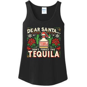 Dear Santa DonT Forget The Tequila Funny Drinking Christmas Ladies Essential Tank