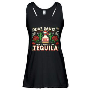 Dear Santa DonT Forget The Tequila Funny Drinking Christmas Ladies Essential Flowy Tank