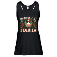 Dear Santa DonT Forget The Tequila Funny Drinking Christmas Ladies Essential Flowy Tank