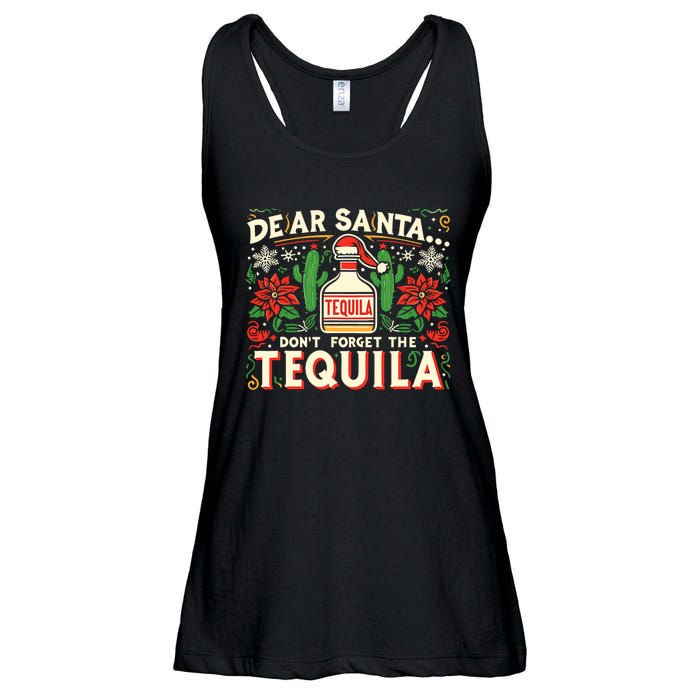 Dear Santa DonT Forget The Tequila Funny Drinking Christmas Ladies Essential Flowy Tank