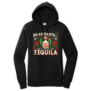 Dear Santa DonT Forget The Tequila Funny Drinking Christmas Women's Pullover Hoodie