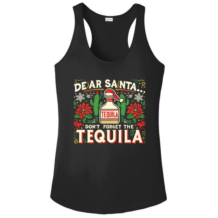 Dear Santa DonT Forget The Tequila Funny Drinking Christmas Ladies PosiCharge Competitor Racerback Tank