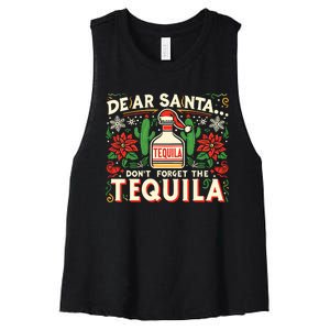 Dear Santa DonT Forget The Tequila Funny Drinking Christmas Women's Racerback Cropped Tank