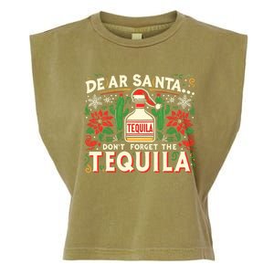 Dear Santa DonT Forget The Tequila Funny Drinking Christmas Garment-Dyed Women's Muscle Tee