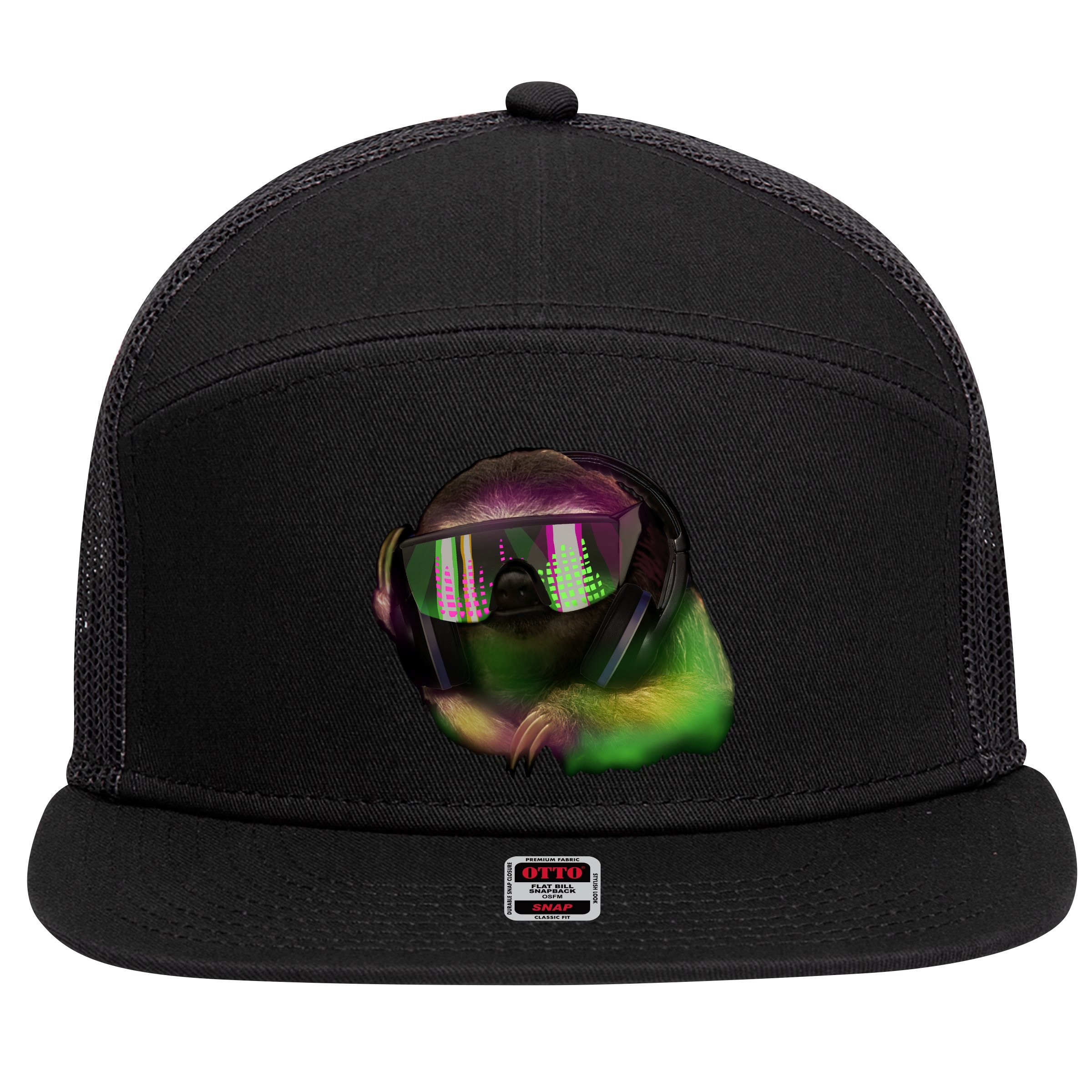 DJ Sloth 7 Panel Mesh Trucker Snapback Hat