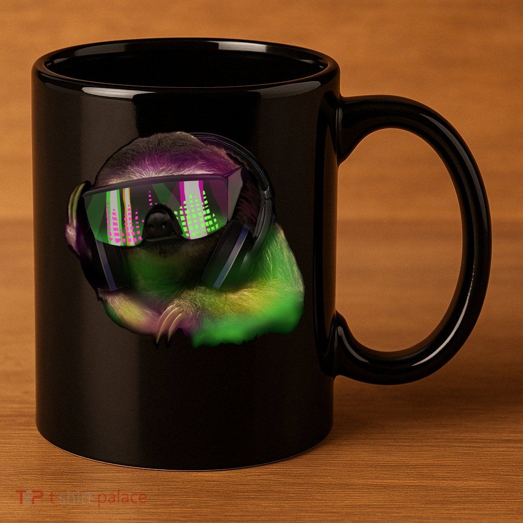 DJ Sloth 11oz C Handle Ceramic Mug