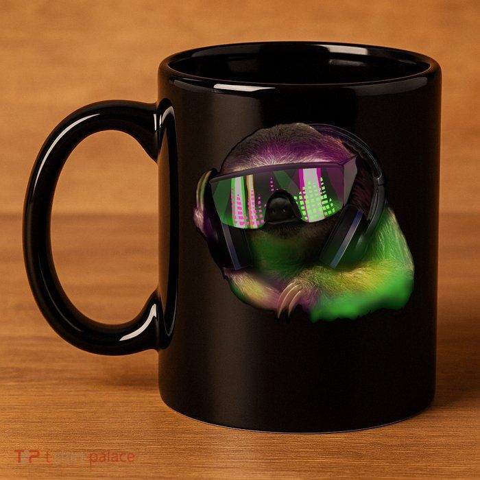 DJ Sloth 11oz C Handle Ceramic Mug