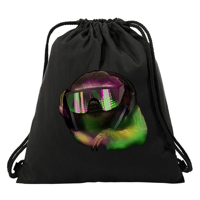 DJ Sloth Drawstring Bag