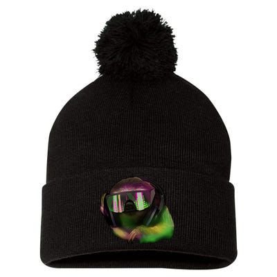 DJ Sloth Pom Pom 12in Knit Beanie