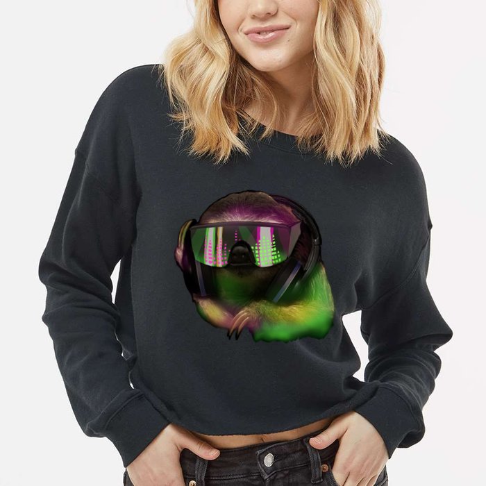 DJ Sloth Cropped Pullover Crew