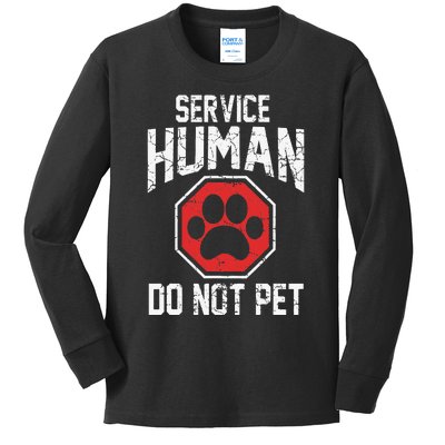 Dog servicehuman do not pet Kids Long Sleeve Shirt