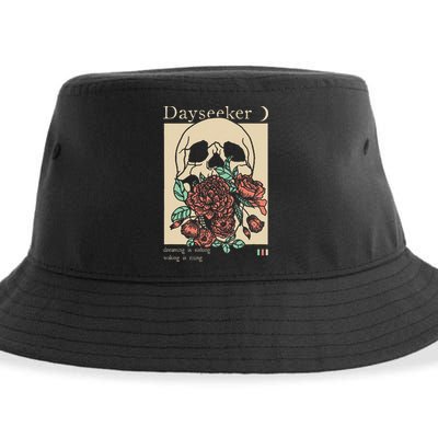 Dayseeker Skull Dearming Is Sinking Waking Is Rising Sustainable Bucket Hat
