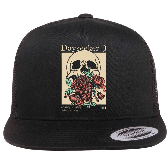 Dayseeker Skull Dearming Is Sinking Waking Is Rising Flat Bill Trucker Hat