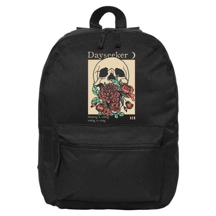 Dayseeker Skull Dearming Is Sinking Waking Is Rising 16 in Basic Backpack