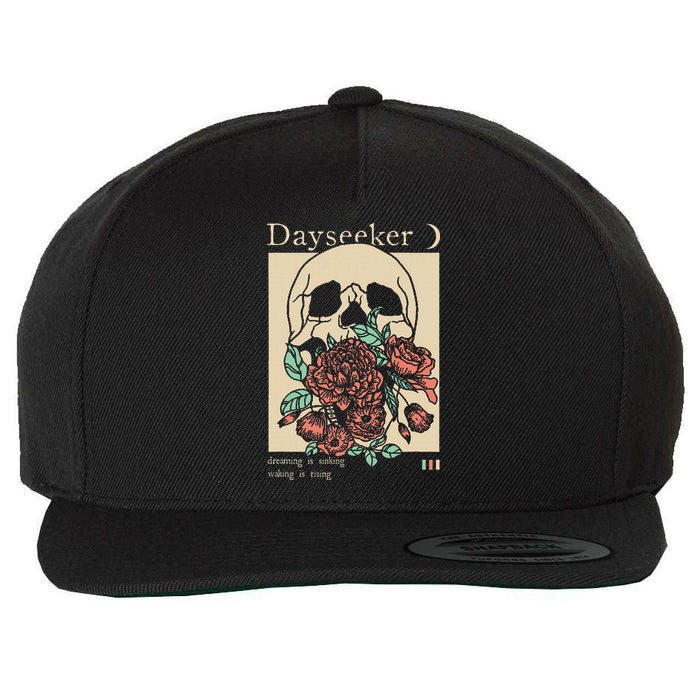 Dayseeker Skull Dearming Is Sinking Waking Is Rising Wool Snapback Cap