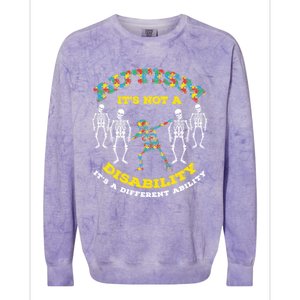 Dabbing Skeleton Different Ability Puzzle Autism Awareness Cool Gift Colorblast Crewneck Sweatshirt