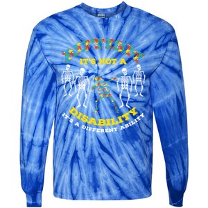 Dabbing Skeleton Different Ability Puzzle Autism Awareness Cool Gift Tie-Dye Long Sleeve Shirt