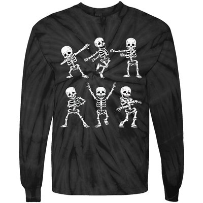 Dancing Skeletons Dance Challenge Girl Kids Halloween Tie-Dye Long Sleeve Shirt