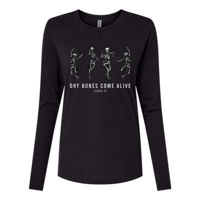 Dancing Skeleton Dry Bones Come Alive Christian Womens Cotton Relaxed Long Sleeve T-Shirt