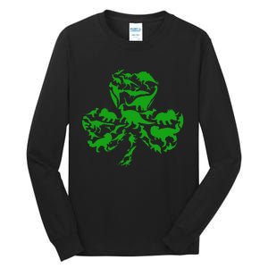 Dinosaur Shamrock Dino Clover Leaf St Patricks Day Tall Long Sleeve T-Shirt