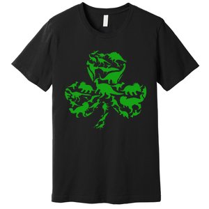 Dinosaur Shamrock Dino Clover Leaf St Patricks Day Premium T-Shirt