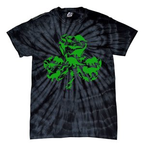 Dinosaur Shamrock Dino Clover Leaf St Patricks Day Tie-Dye T-Shirt