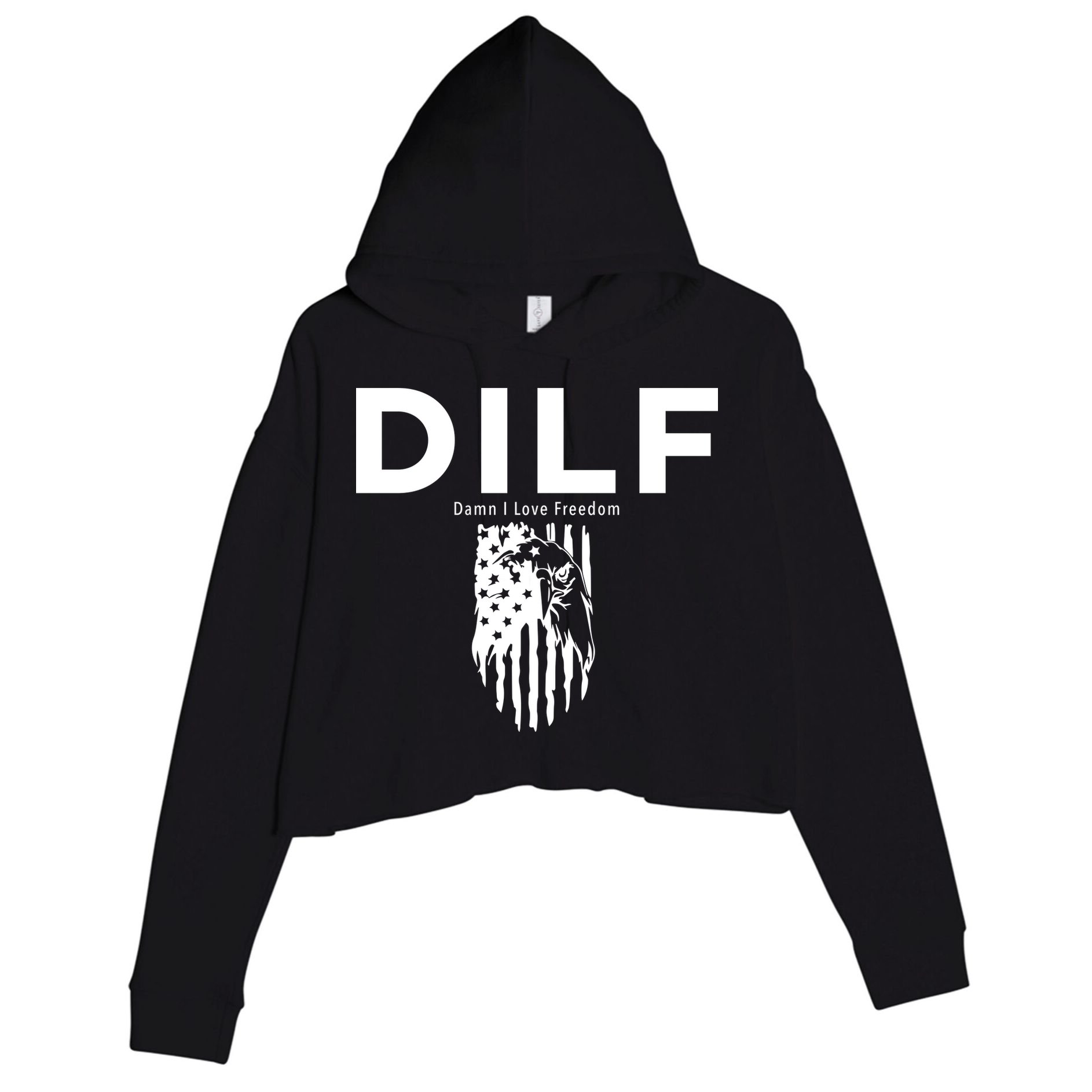 DILF SHIRT (DAMN I LOVE FREEDOM) DAD SHIRT Crop Fleece Hoodie