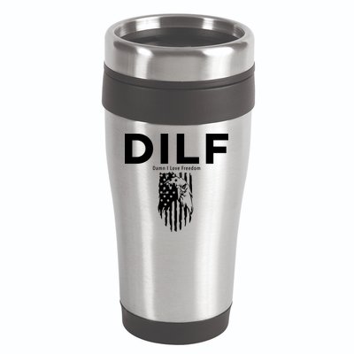DILF SHIRT (DAMN I LOVE FREEDOM) DAD SHIRT 16oz Travel Tumbler