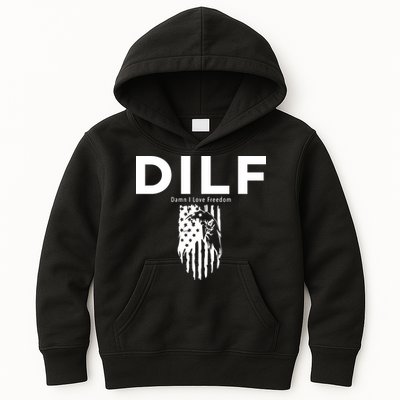DILF SHIRT (DAMN I LOVE FREEDOM) DAD SHIRT Kids Hoodie