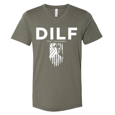 DILF SHIRT (DAMN I LOVE FREEDOM) DAD SHIRT V-Neck T-Shirt