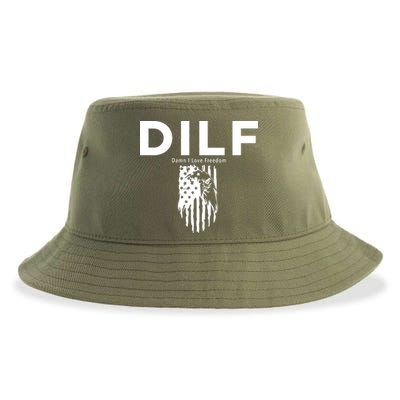 DILF SHIRT (DAMN I LOVE FREEDOM) DAD SHIRT Sustainable Bucket Hat