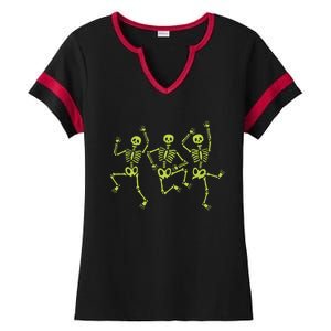 Dancing Skeletons Dance Challenge Halloween Gift Ladies Halftime Notch Neck Tee