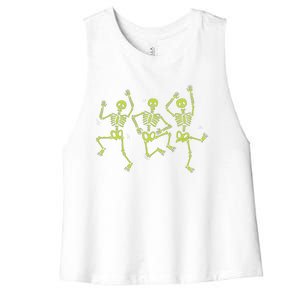 Dancing Skeletons Dance Challenge Halloween Gift Women's Racerback Cropped Tank