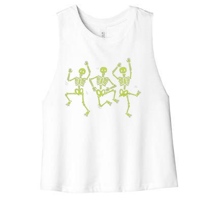 Dancing Skeletons Dance Challenge Halloween Gift Women's Racerback Cropped Tank