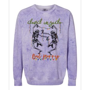 Dancing Skeletons Dead Inside But Merry Christmas Xmas Gift Colorblast Crewneck Sweatshirt