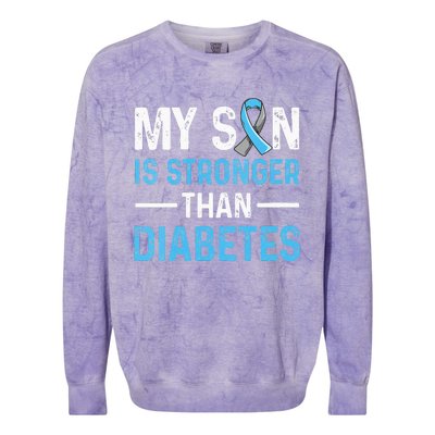 Diabetic Support Design for a Dad or Mom of a T1D Son Colorblast Crewneck Sweatshirt