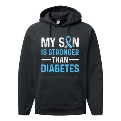 Diabetic Support Design for a Dad or Mom of a T1D Son Performance Fleece Hoodie