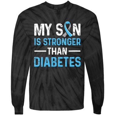 Diabetic Support Design for a Dad or Mom of a T1D Son Tie-Dye Long Sleeve Shirt