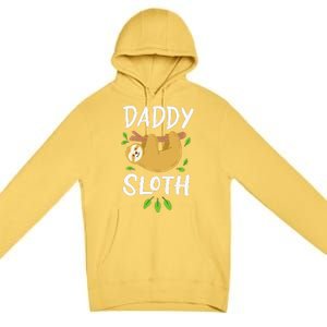 Daddy Sloth Dad Father Fathers Day Lazy Dad Premium Pullover Hoodie