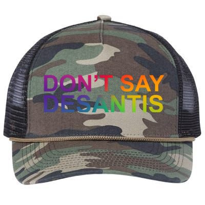 Dont Say Desantis Florida LGBTQ Rainbow Retro Rope Trucker Hat Cap