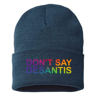 Dont Say Desantis Florida LGBTQ Rainbow Sustainable Knit Beanie