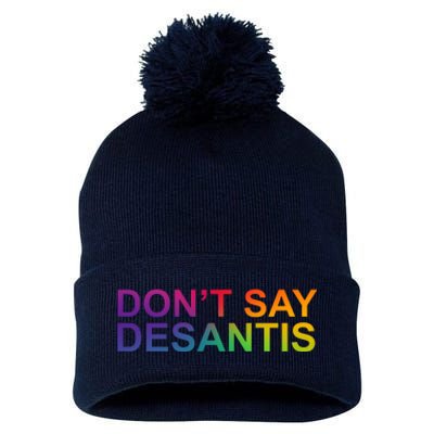 Dont Say Desantis Florida LGBTQ Rainbow Pom Pom 12in Knit Beanie