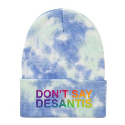 Dont Say Desantis Florida LGBTQ Rainbow Tie Dye 12in Knit Beanie